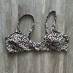 Aerie Scoop Bikini Top Cheetah Print Size Large